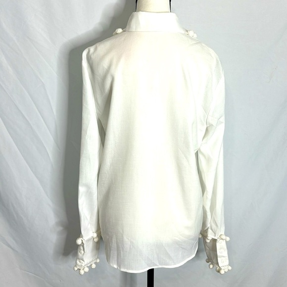 Alexis White Blouse with Pom Pom Details - Picture 9 of 10